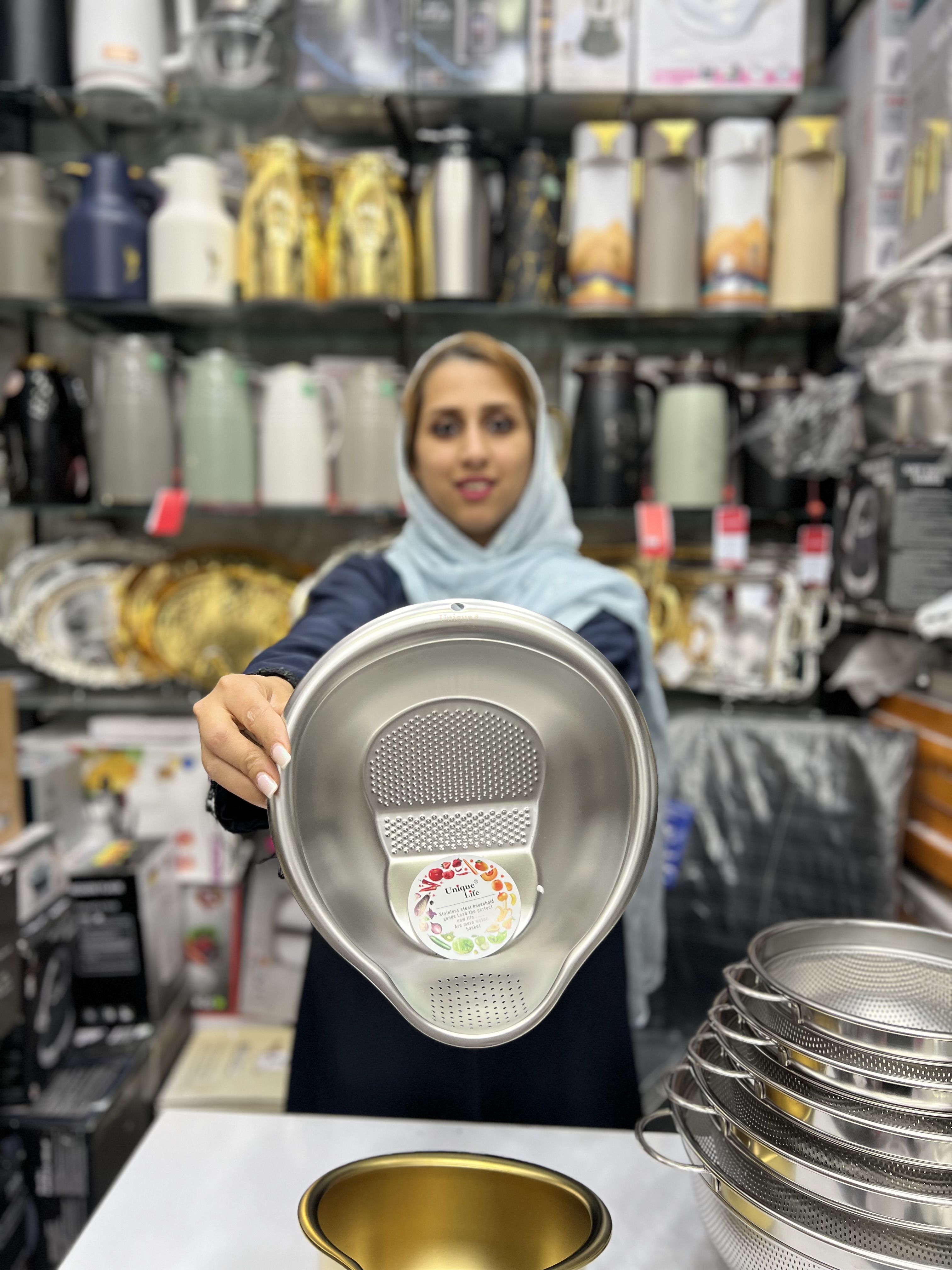 آبکش برنج شور رنگ استیل